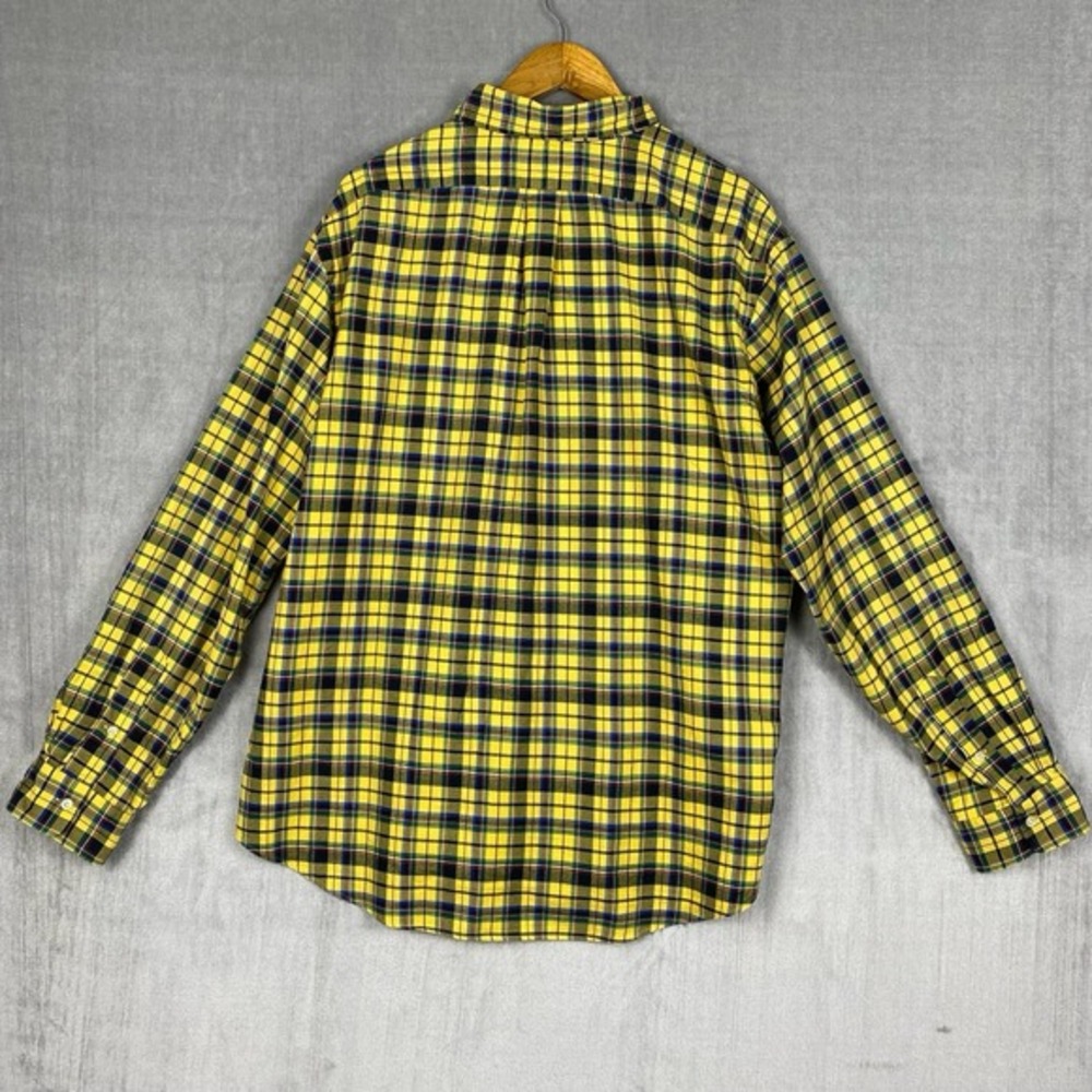 Vtg 90s Ralph Lauren Button Down Mens XXL Yellow Plaid Custom Fit Preppy Cabin‎ - Picture 2 of 9